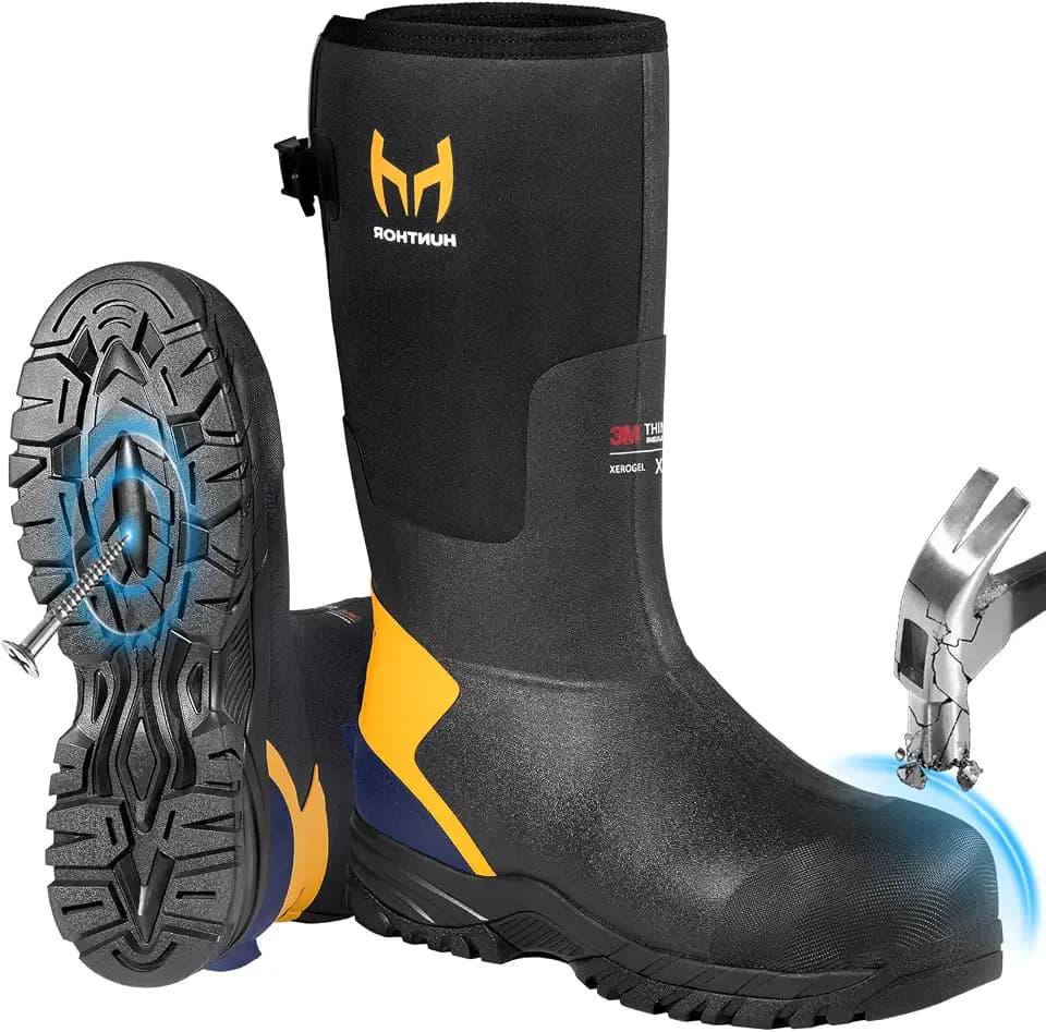 Hunthor Steel Toe Work Boots for Men, 0°F-20°F Xerogel Construction Boots