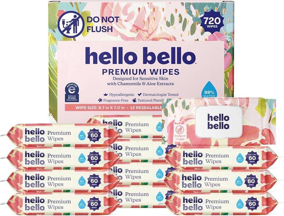 Hello Bello Premium Baby Wipes (Rosy Posy) Fragrance-Free 12pk = 720ct