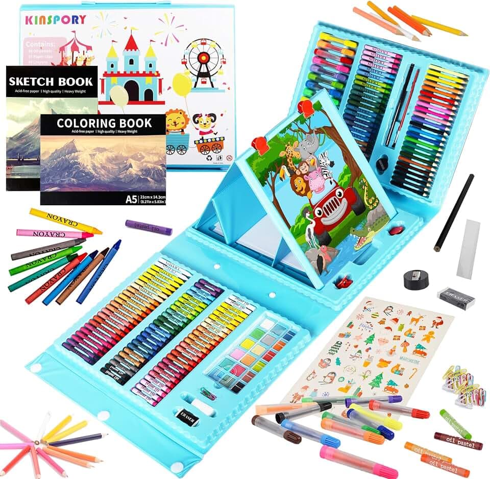 KINSPORY Malkoffer für Kinder, 290-tlg. Malset für Kinder, Malerei set