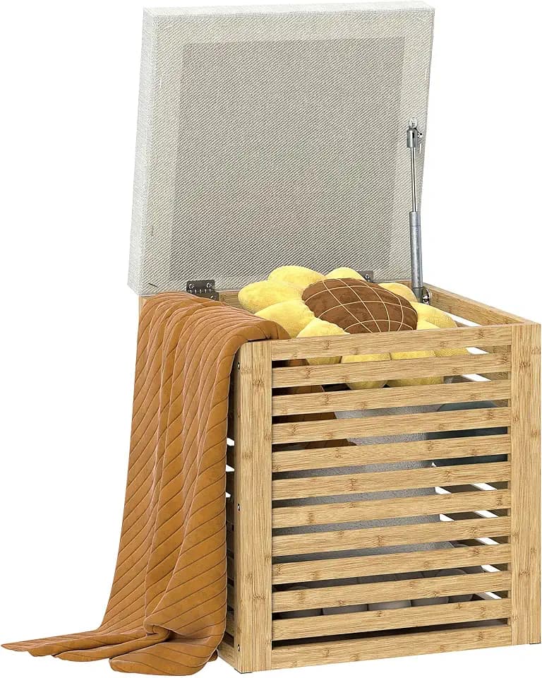 HOMCOM Latten-Aufbewahrungstruhe 40x40x47cm Naturholz