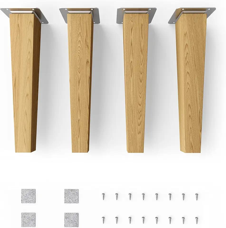 Sossai Möbelfüße aus Massivholz Eiche mit Öl-Finish, Clif Square HMF3, 25 cm hoch, eckig, gerade Ausführung, für Vitrinen, Tische, Schränke