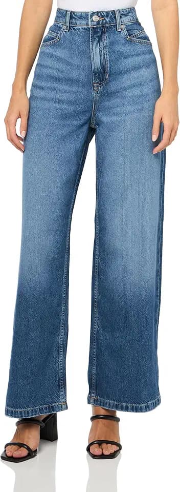 BOSS Women's Marlene Wide Leg High Rise Jean