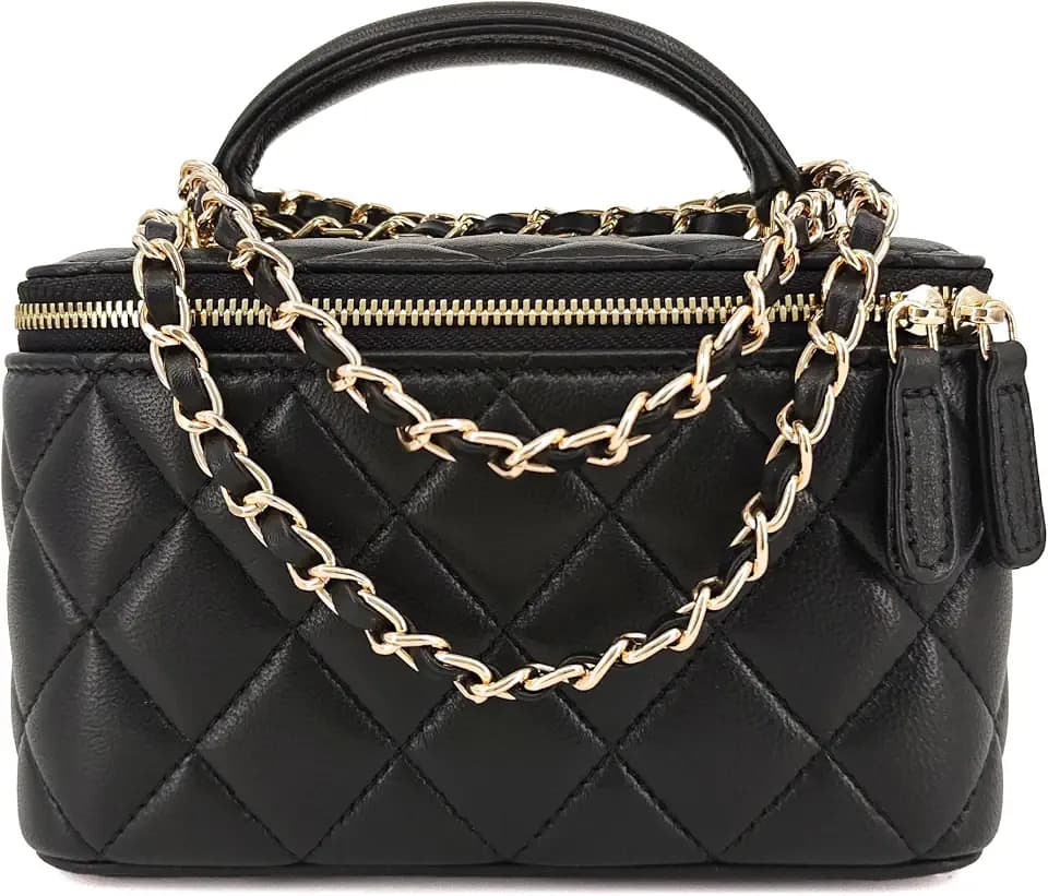 M-ioi-M Small Mini Quilted Lambskin Vanity Purse Crossbody Bag for Women