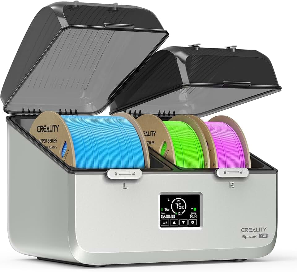 Creality Filament Trockner für 4 Spulen, SpacePi X4L, zwei unabhängige Heizkammern, Temperatur bis 75 °C, LCD Touchscreen, Filament Trockenbox für PLA PETG ABS TPU PA