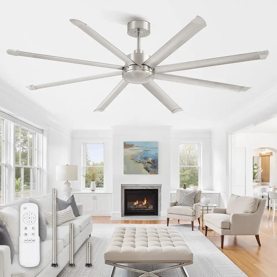 ZMISHIBO 84 Inch Industrial Ceiling Fan with Remote, 8 Aluminum Blades