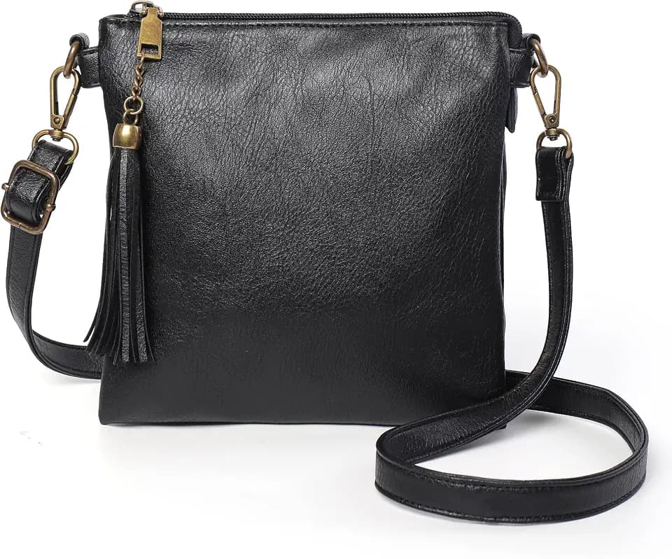seOSTO Tassel Crossbody Purse for Women, Multi Pocket Vegan Leather Bag