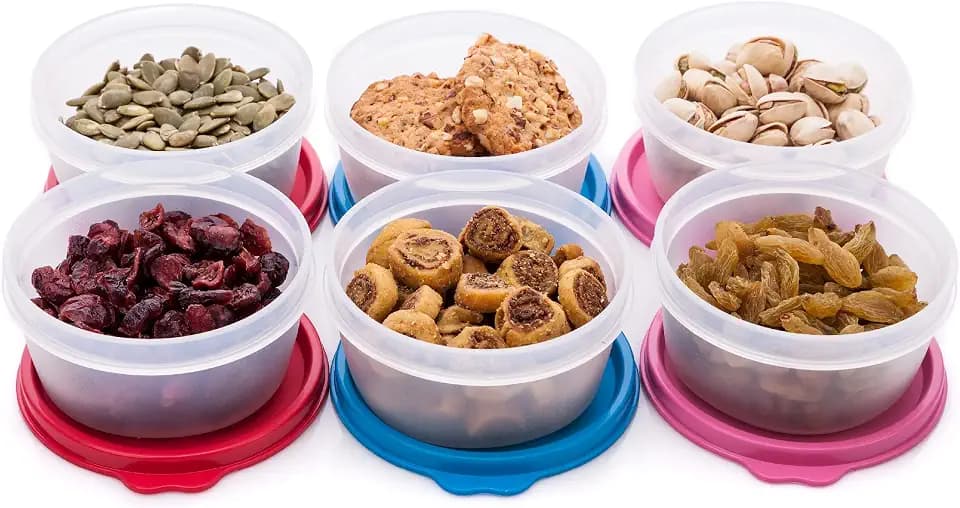 SIGNORA WARE auslaufsichere Frischhaltedosen - Luftdichte, mikrowellengeeignete kleine Aufbewahrungsbox mit Deckel - Mini Camping Plastik Dosen Set für Soßen, Dips und Gewürze (190ml)