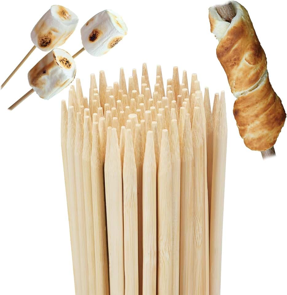 Relaxdays Stockbrot Spieße aus Bambus, 100er Set, 90 cm Lange Marshmallowspieße, Lagerfeuer, Grillspieße Ø 7 mm, Natur