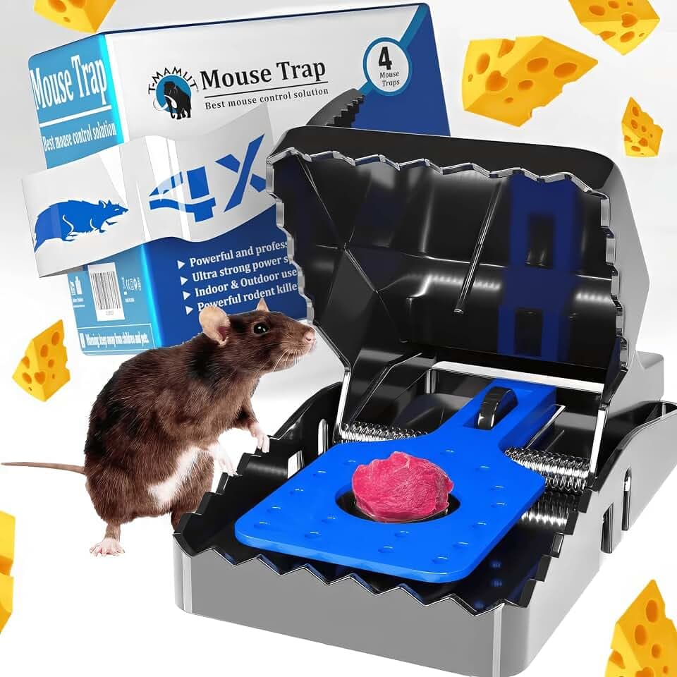 T-MAMUT Mausefalle 21cm Schlagfalle 4 Stück Profi Rattenfallen Effektive Schlagfallen Rattenfalle Groß Ratte Wiederverwendbar Mausefallen für Drinnen Draußen Maus Leistungsstark Ratten Fallen Große