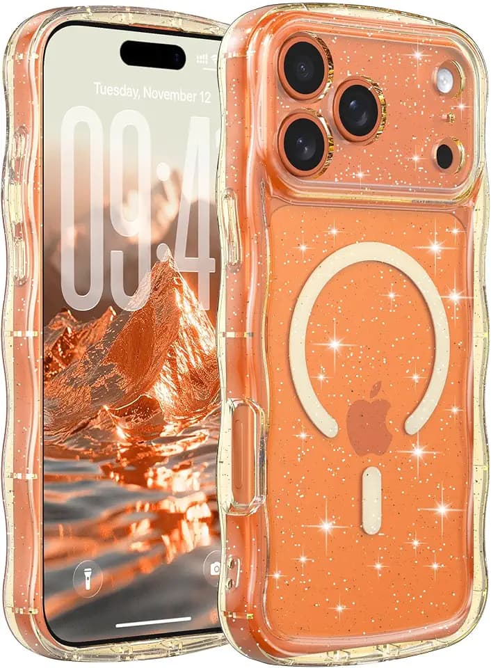FABSPARK Glitter Case for iPhone 17 Pro Max,Fit for MagSafe,Yellow