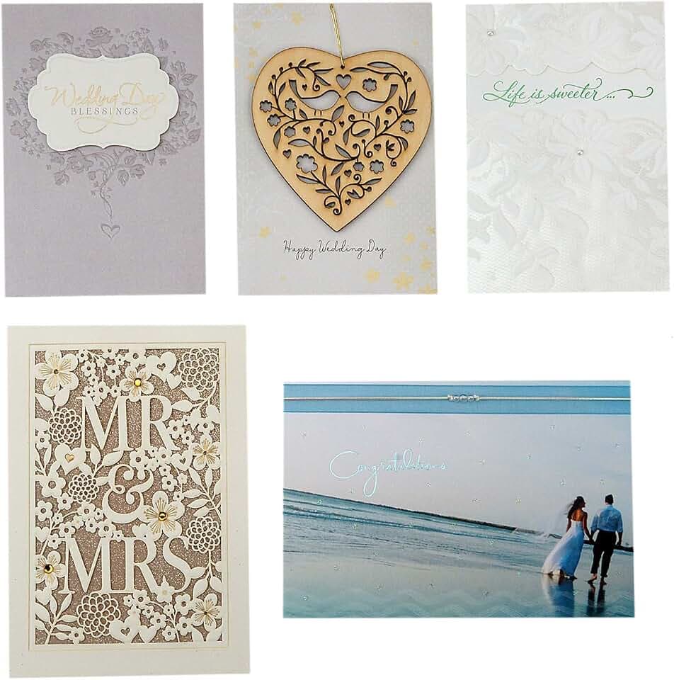 Hallmark Wedding Cards Assortment, 5-Pack (Congratulations)