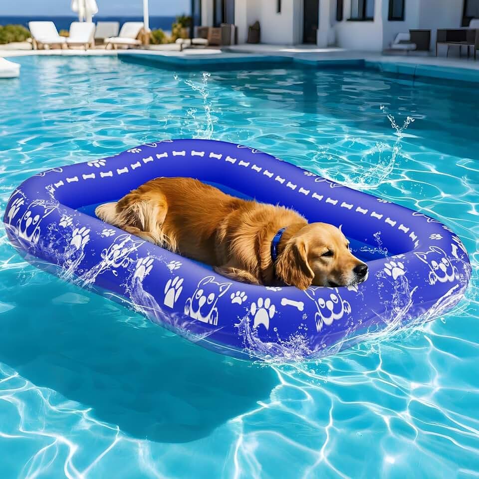 Extra Large Dog Pool Float, Heavy-Duty Inflatable Pet Raft for Dogs Up to 200 lb, Non-Slip & Durable Pool Mat for Lake, River, Water Floating for Small/Medium Pets, Durable PVC Nylon Fabric