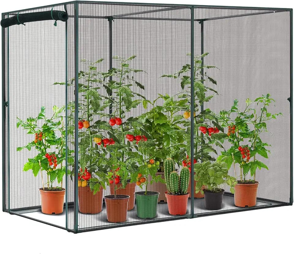 Ohuhu Crop Cages for Garden Plant:6.6x3.9x5.3 Ft Plant Protection Tent with Zippered Door, Raised Bed Cover, Garden Bed Cover with Frame, Wind-Resistant Plant Cages for Outdoor Plants