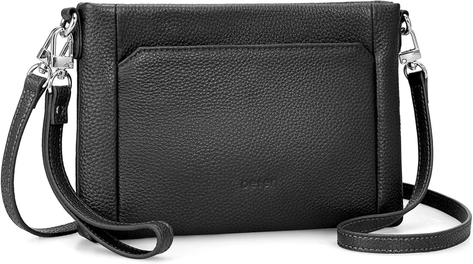 befen Genuine Leather Wristlet Wallet for Women Soft RFID Leather Clutch Purse with Built in Wallet Trendy Crossbody Bag