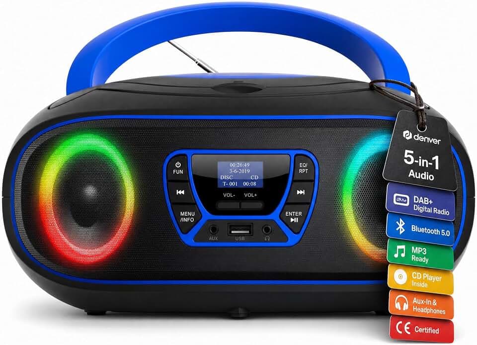 Denver DAB+ Boombox Mit DAB+/FM-Radio TDB-212,Blue
