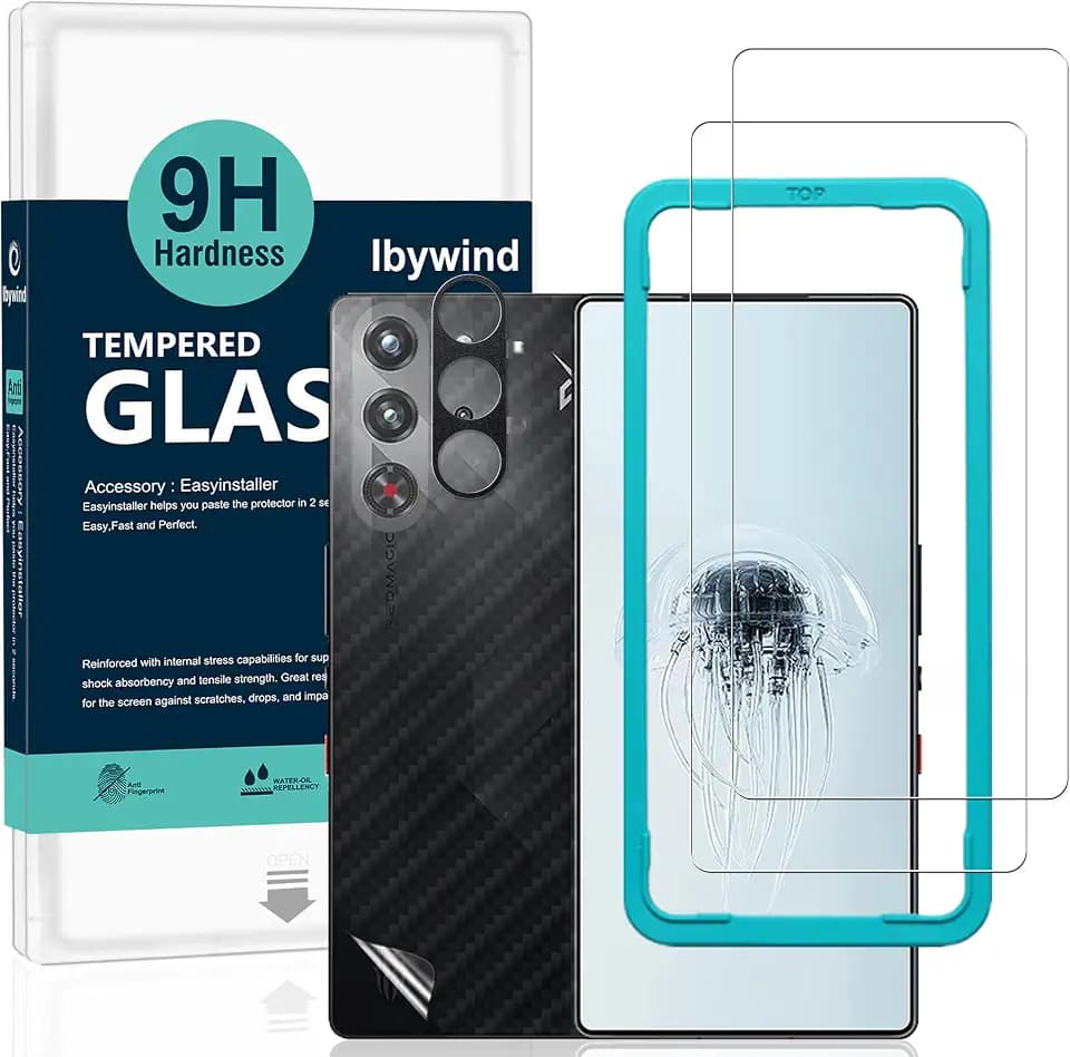 Ibywind for ZTE nubia Red Magic 10 Pro/10 Pro+ 5G/10S Pro/10S Pro+ Screen Protector,2 Pack,9H Hardness Tempered Glass and Camera Lens Protector,with Alignment Frame,Full Coverage,Bubble Free