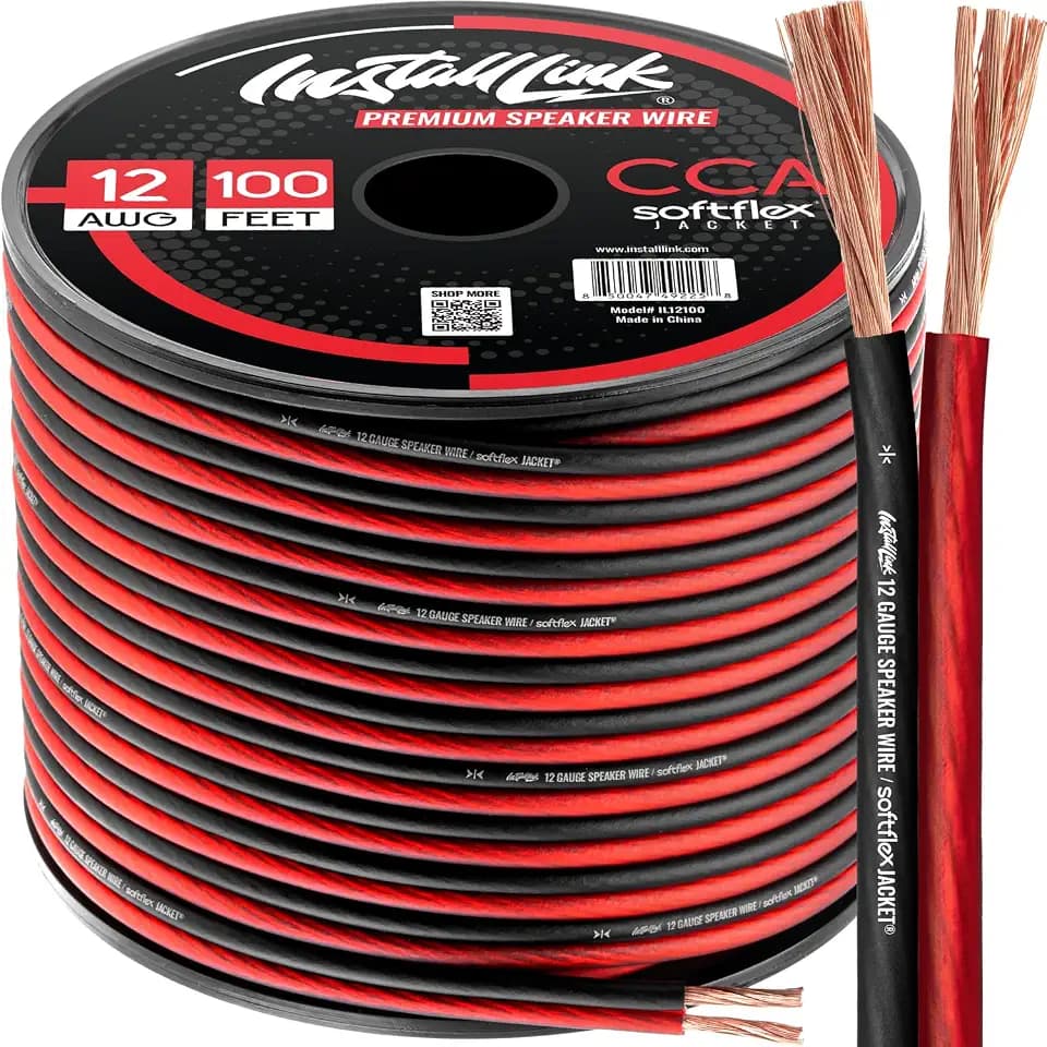 Install Link 12 AWG Gauge Speaker Wire (100 Feet) Car or Home Theater (CCA)