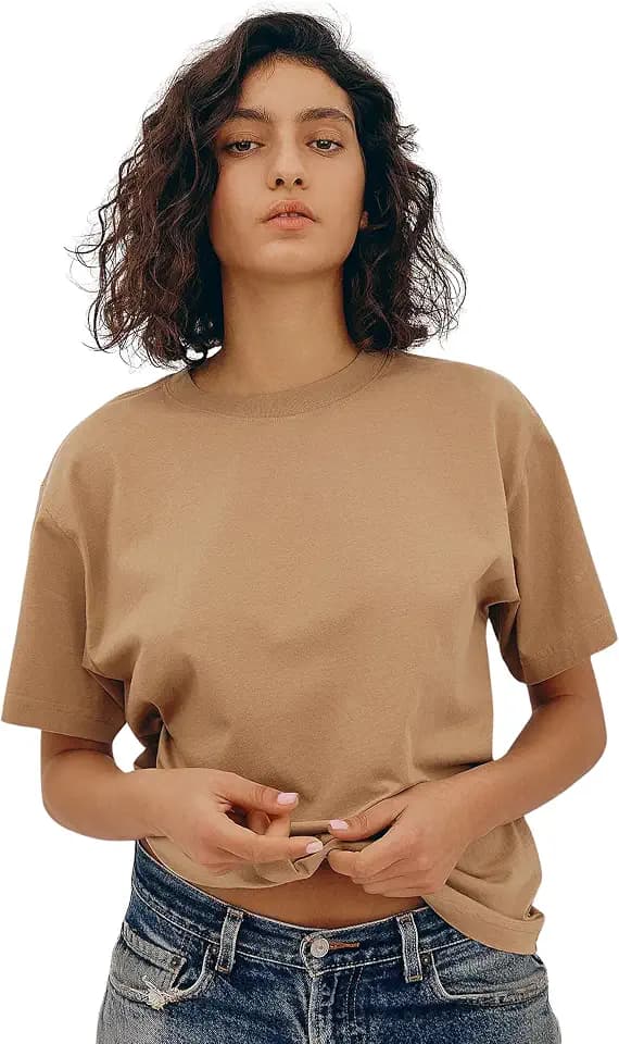 Organic Basics Women's True Boxy Cotton Short Sleeve Tee Shirt