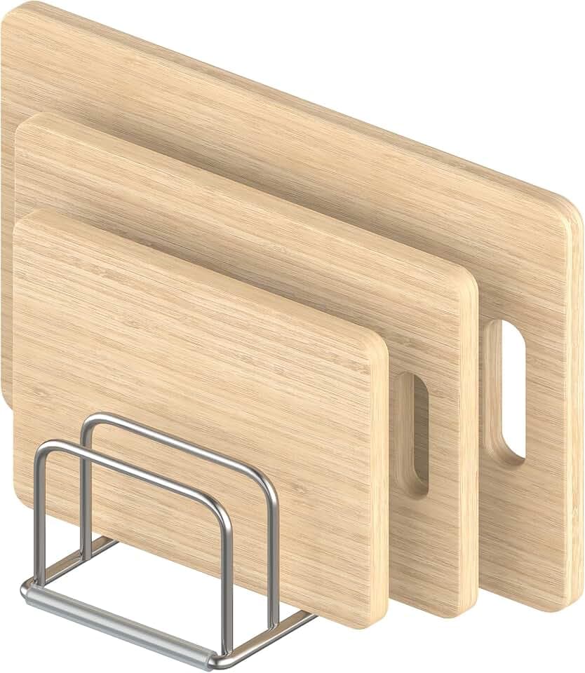 KORRTFID Schneidebrett-Halter, Schneidebrett-Aufbewahrungsregal, Schneidebrett-Organizer, 304 Edelstahl, Schneidebretthalter, Keksblätter-Organizer (2,5 cm breite Schlitze)