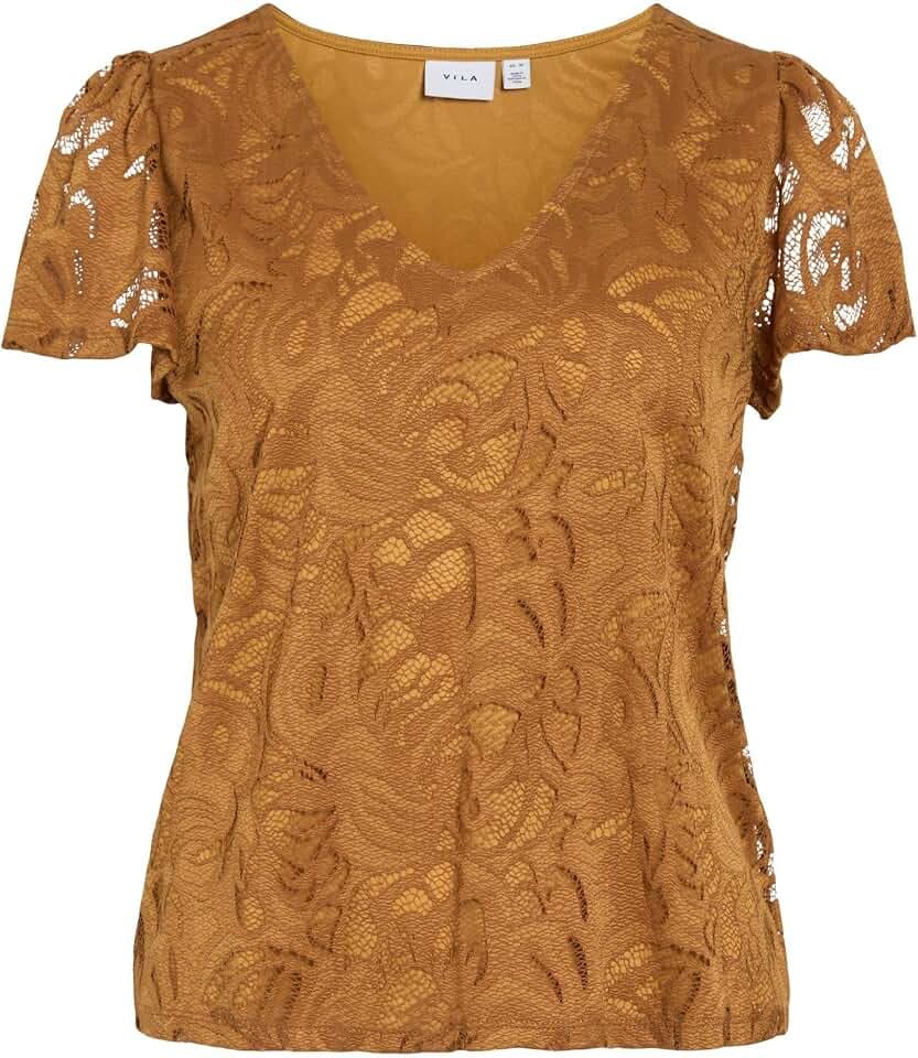 Vila Damen Vistasia S/S V-Neck Top/Ka Vistasia S/S V-Neck Top/Ka (1er Pack)