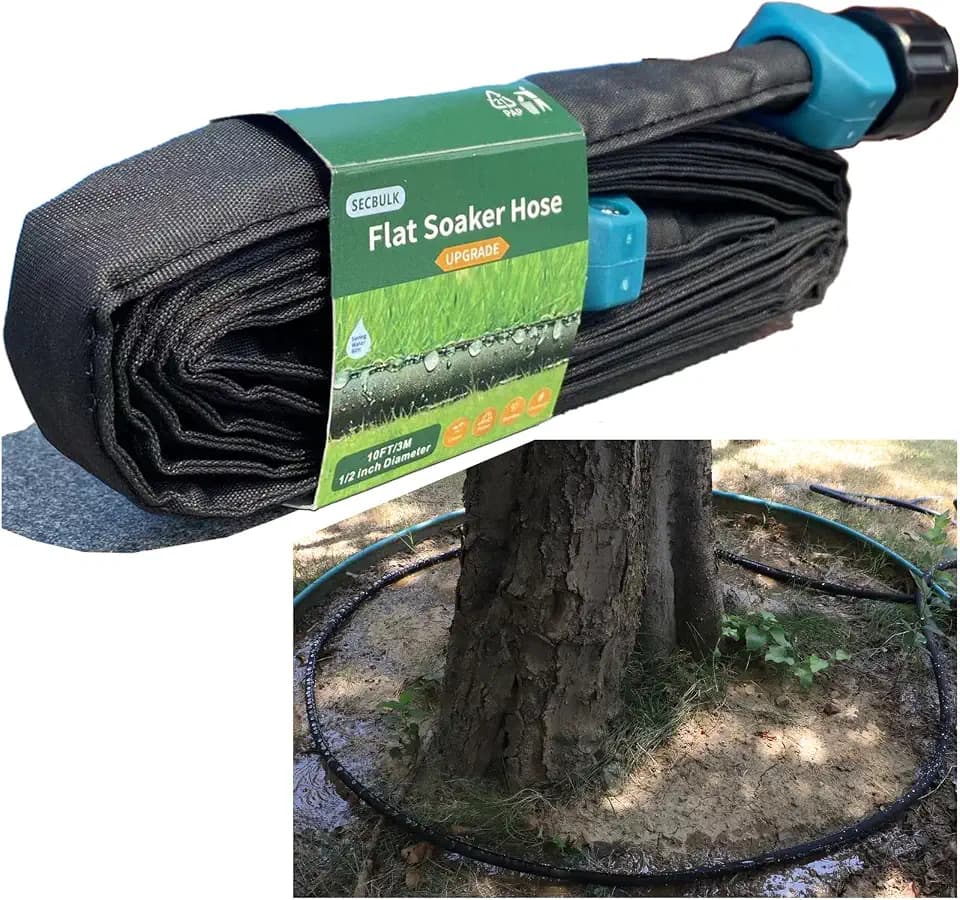 Secbulk 2026 Flat Soaker Hose 10 ft for Garden, 10' Linkable Drip Hose Diy Garden Irrigation System Saving 80% Water, Dual-layer Leak-free Design Water Hose with Holes