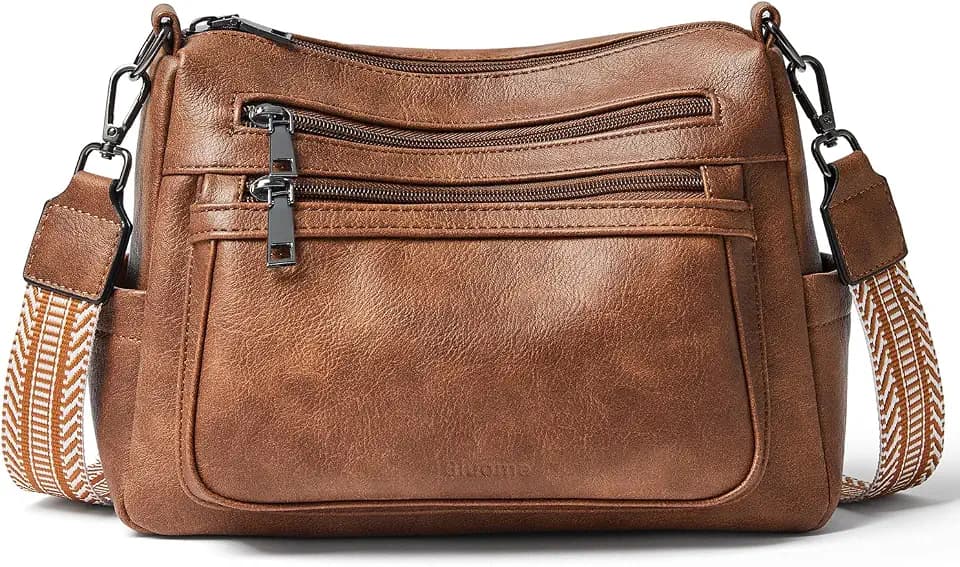 Bluome Crossbody Purses for Women, Medium Large Faux Leather Crossbody Bags Lightweight Sling Bag Shoulder Handbags