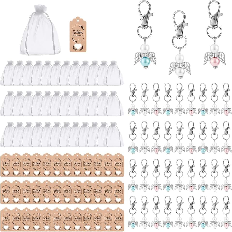 Schutzengel Anhänger- 36 Stück Kleine Engelanhänger Schutzengel + Organzatasche + Papierkarten - Perfekt für Hochzeitsgeschenke, Geburtstage oder Gastgeschenke
