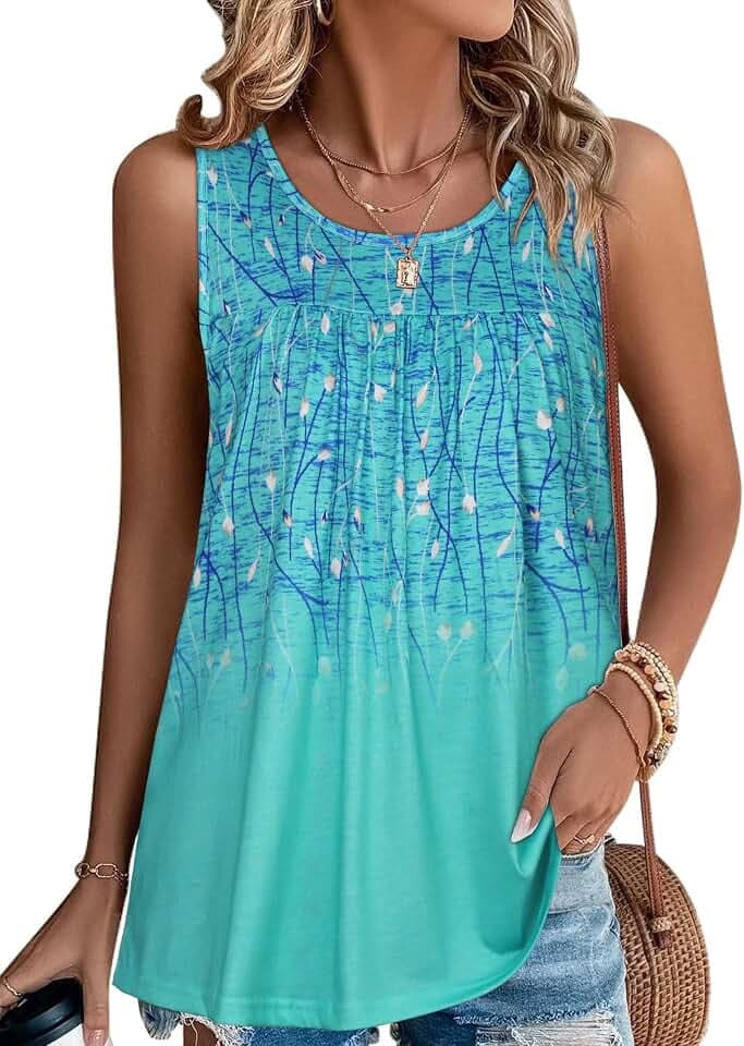 CHICGAL Womens Summer Tank Tops Sleeveless T Shirt Casual Loose Fit Tunic Blouses