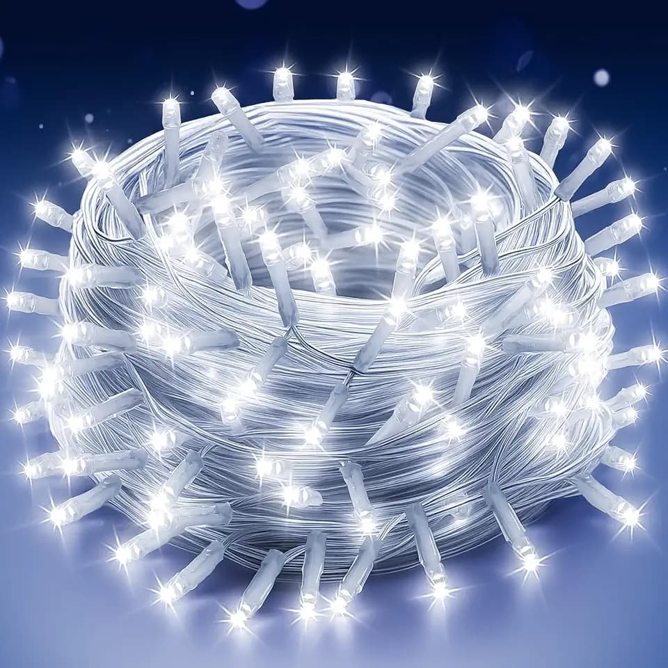 Uping 33M 300 LED Lichterkette mit Stecker, Kaltweiß, Timer für Innen-Außen | IP44 wasserdicht mit 8 Lichtmodi und Timer Funktion, Ideal für Party, Hochzeit, Weihnachten für stimmungsvolle Dekoration