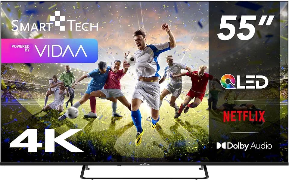 Smart Tech 55QV02K QLED Fernseher 55 Zoll VIDAA Smart TV 4K UHD Auflösung