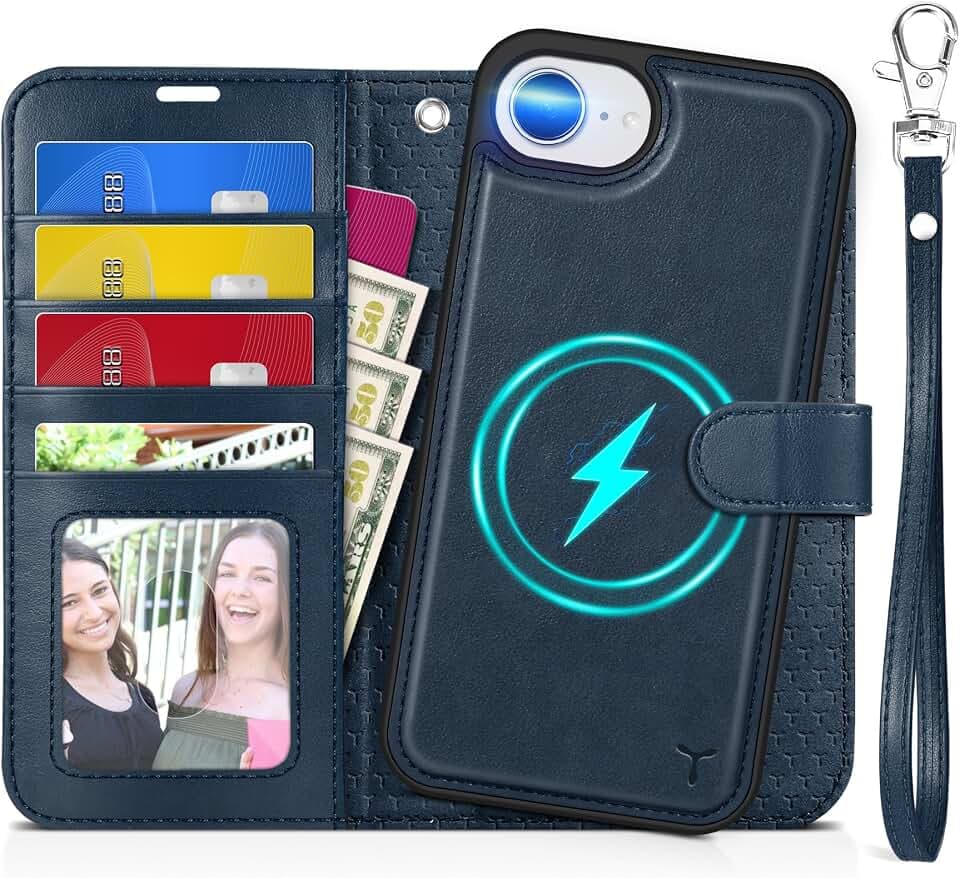 TUCCH Hülle für iPhone 17e & iPhone 16e, Klapphülle, Dunkelblau
