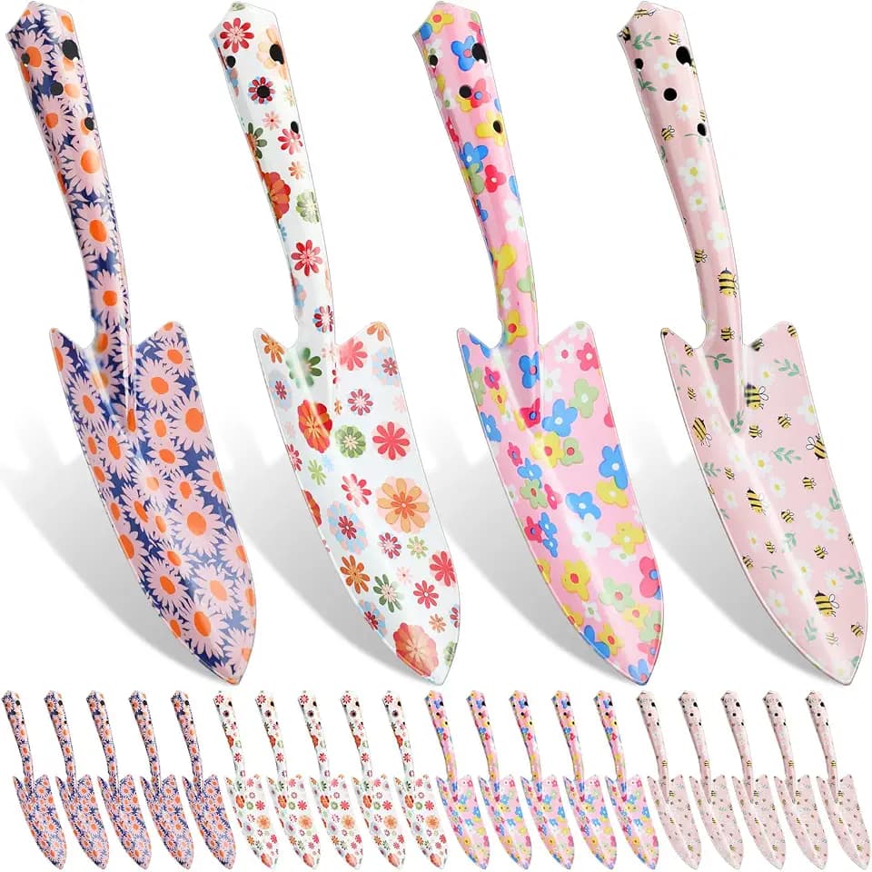 24 Pcs Floral Garden Shovels Bulk Gardening Gift, Pink Daisy