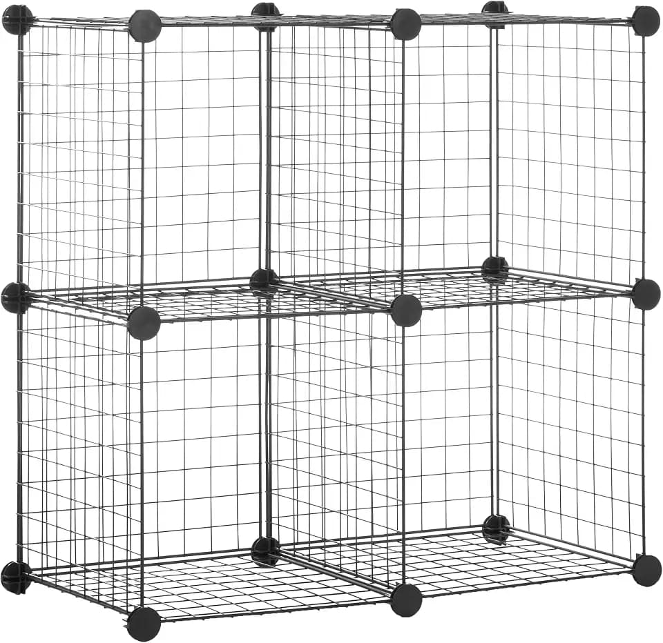 Amazon Basics 4 Regalwürfel, Drahtregal, Schwarz, 36.98D x 76.96W x 76.96H cm