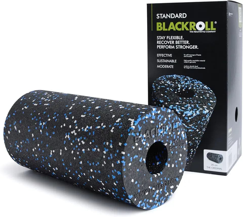 BLACKROLL® STANDARD - Originale Faszienrolle (30 x 15 cm), Fitness-Rolle zur Selbstmassage von Rücken und Beine, effektive Massagerolle für funktionales Training, mittlere Härte, Made in Germany