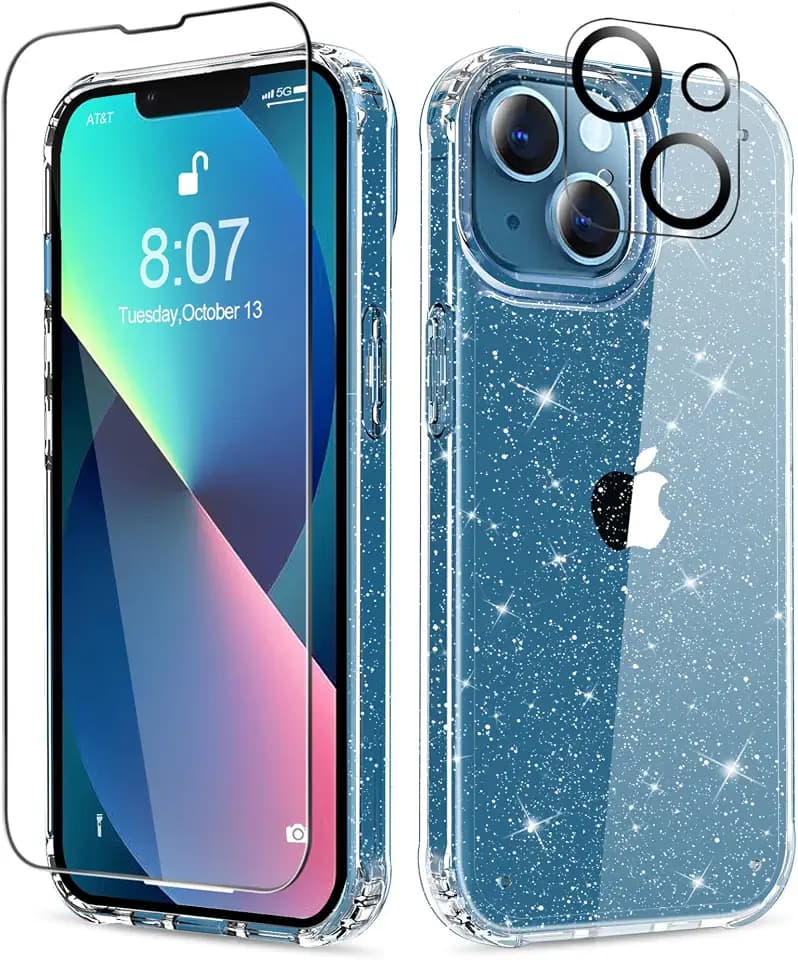 MIODIK for iPhone 13 Case Clear Glitter Design, Sparkle Clear
