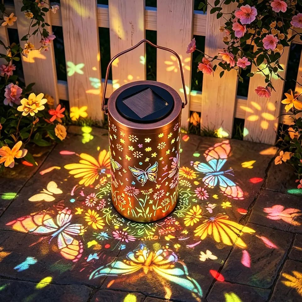Colorful Butterfly Solar Lanterns Outdoor Decor, Garden Decor Gifts for Women Mom Sister Grandma, LED Hanging Solar Lantern Lights Outside for Table Yard Lawn Garden Path Porch