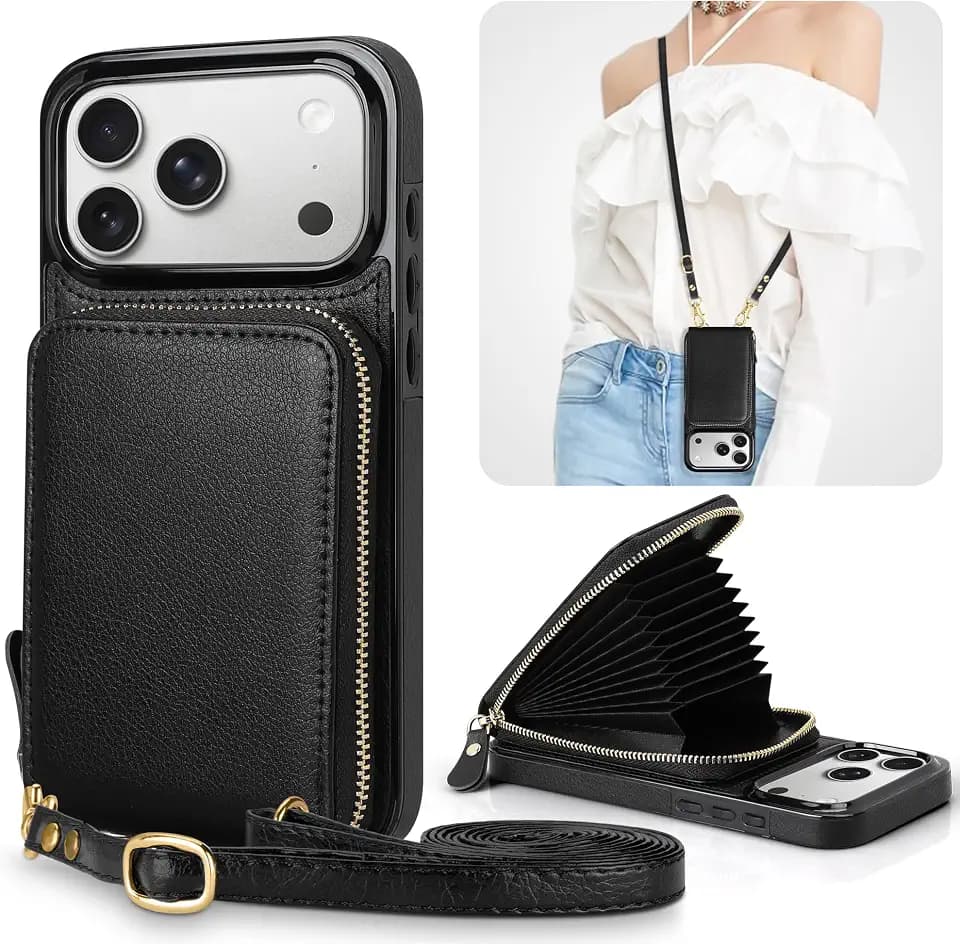 JAKPAK Wallet Case for iPhone 18 Pro Max /17 Pro Max with Card Holder Black