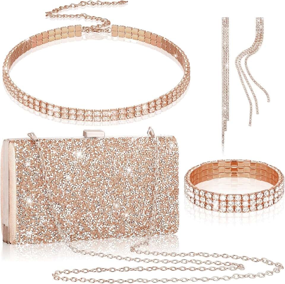 Kigeli 4 Pcs Rhinestone Jewelry Set