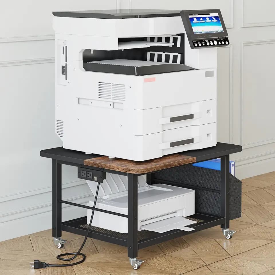 YAOHUOO 23.6" Large Printer Stand with Power Outlet,3D Printer Table
