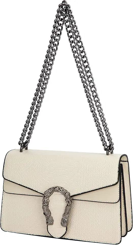 DEEPMEOW Leather Shoulder Bag Chain Purse for Women - Fashion Crossbody Bags Vintage Snake Print Clutch Bag Satchel Handbag
