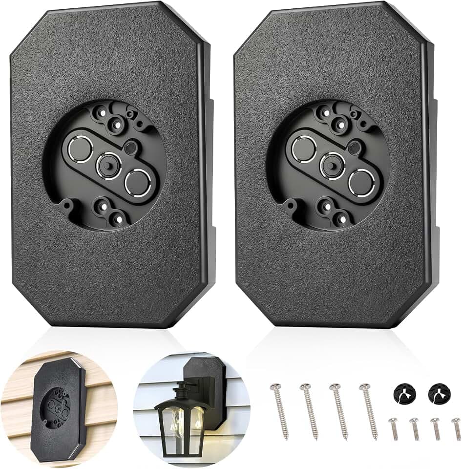 2 Pack Vinyl Siding Mounting Blocks, 8141DBL Outdoor Light Mounting Block with Built-in Electrical Box, Siding Mounting Kit for 1/2 inch Lap Double and 4 inch, Black