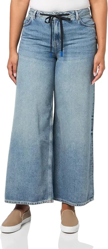HUGO Women's Drawstring Baggy Wide Leg Jeans