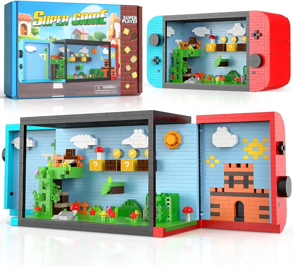 Vziimo Super Player Game Building Sets,Cool Micro Building Blocks Kits for Adults, Openable and Closed 3D Anime Scene Model Creative Idea Gift for Teens 14+ (1528 Pieces)