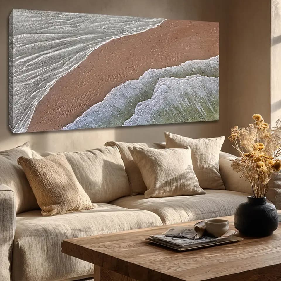 GAIDUOMAI Modern Abstract Canvas Art Coastal Wall Art Sands Beach Minimalist Textured Wall Decorations for Bedroom Office 29"x 58" Large Gallery Wall Decor