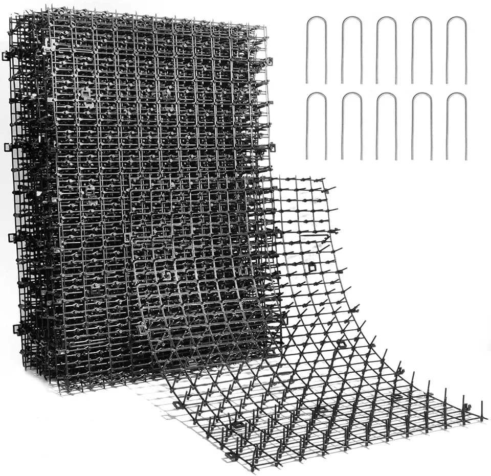 POMEAT 15 PCS Cat Scat Mat with Spikes 16 x 12'' Cat Deterrent Outdoor Scat Mats for Cats and Dogs Cat Spikes for Garden Fence Indoor Furniture Cat Deterrent Mat with 10 Staples