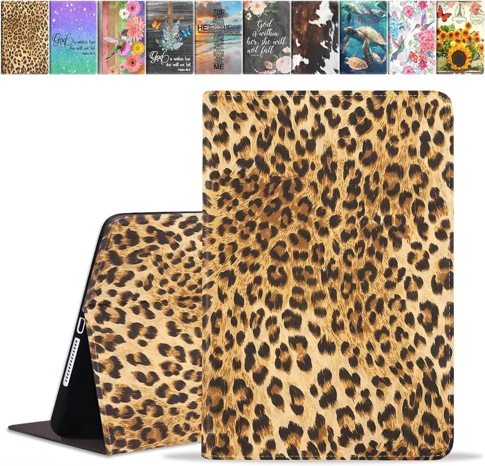 Case for iPad (A16) 11th Generation 11 Inch 2025, iPad 10th Generation 10.9 Inch 2022, Premium PU Leather Stand Folio Cover with Auto Sleep/Wake - Leopard Print