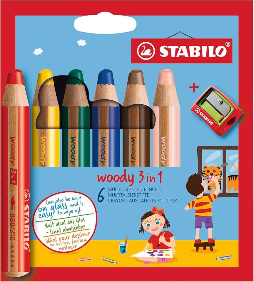 STABILO - Buntstift, Wasserfarbe & Wachsmalkreide - woody 3 in 1
