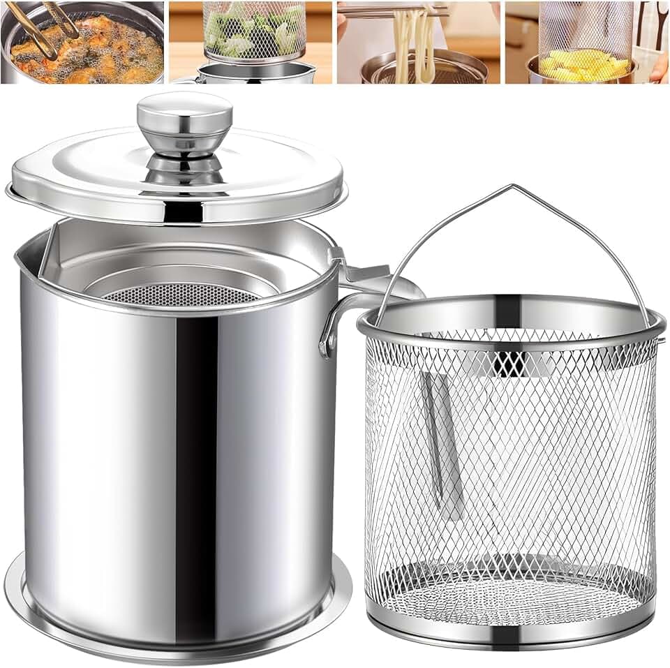Chihee 2 in 1 Grease Container & Deep Fryer Stainless Steel 2 L / 68 fl oz