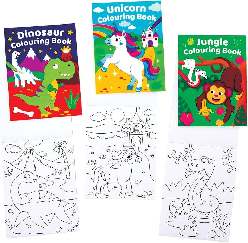 Baker Ross FE577 Mini Malbuch für Kinder - 12er Pack, Kindergeburtstag Mitgebsel, Kinderbeschäftigung, Mitbringsel für den Kindergarten