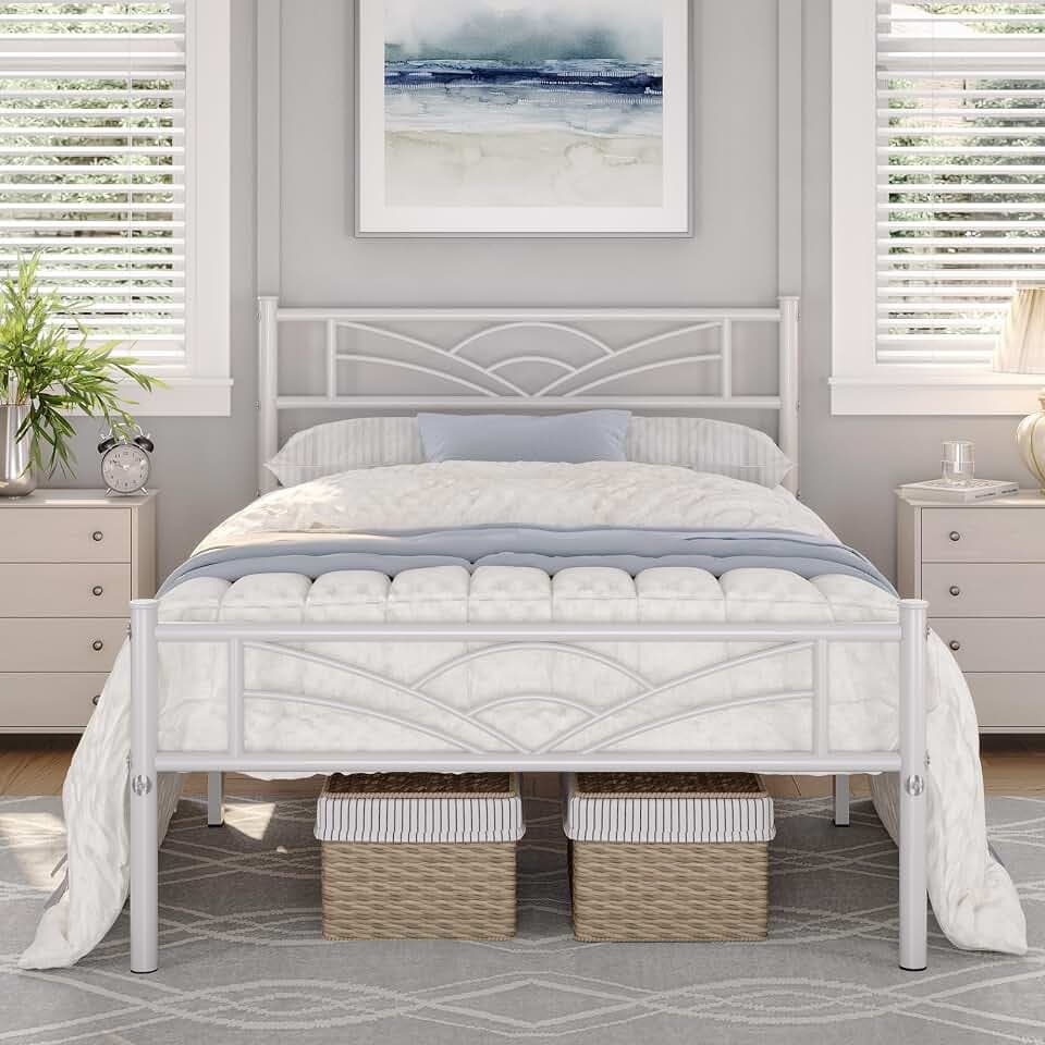 Yaheetech Bettrahmen Metallbett Modern Gästebett Bettgestell aus Metall